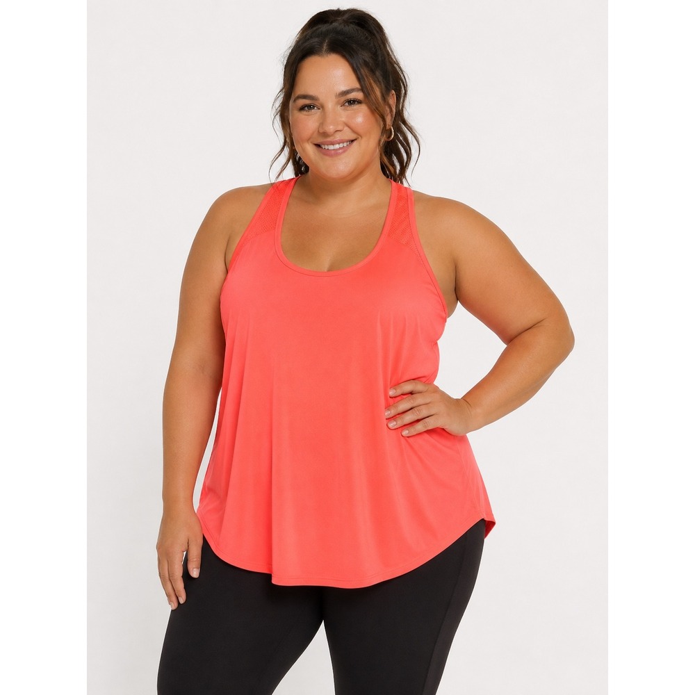 Xersion Womens XXLT Neon Coral Racerback Mesh Quick Dry Active Tank Top